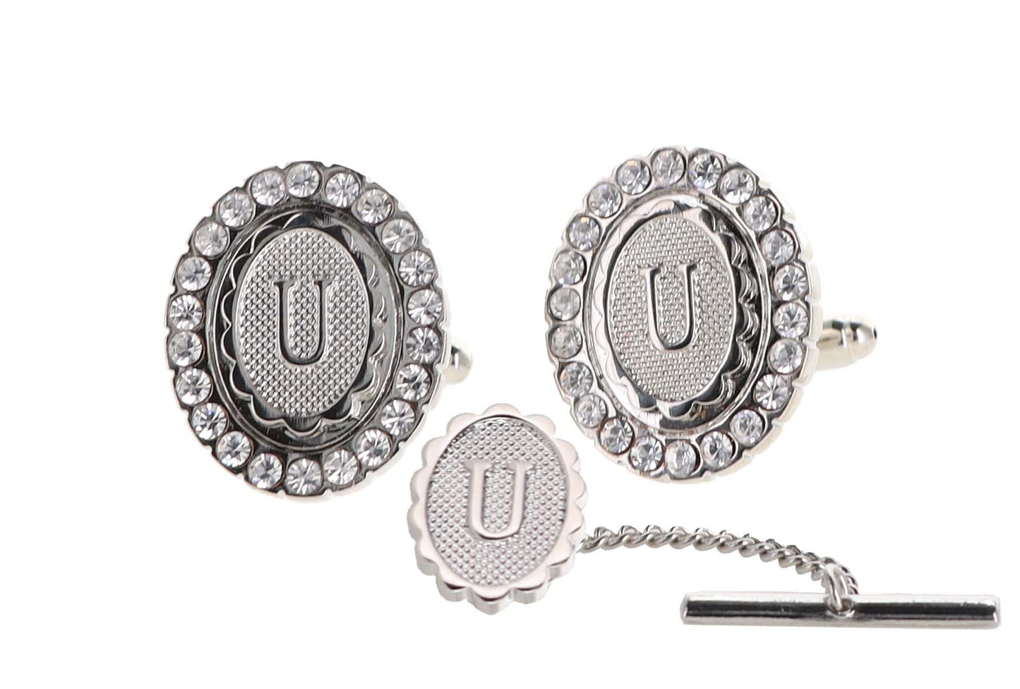 Vittorio Vico Bling Initial Cufflinks & Tie Tack Set: A to Z