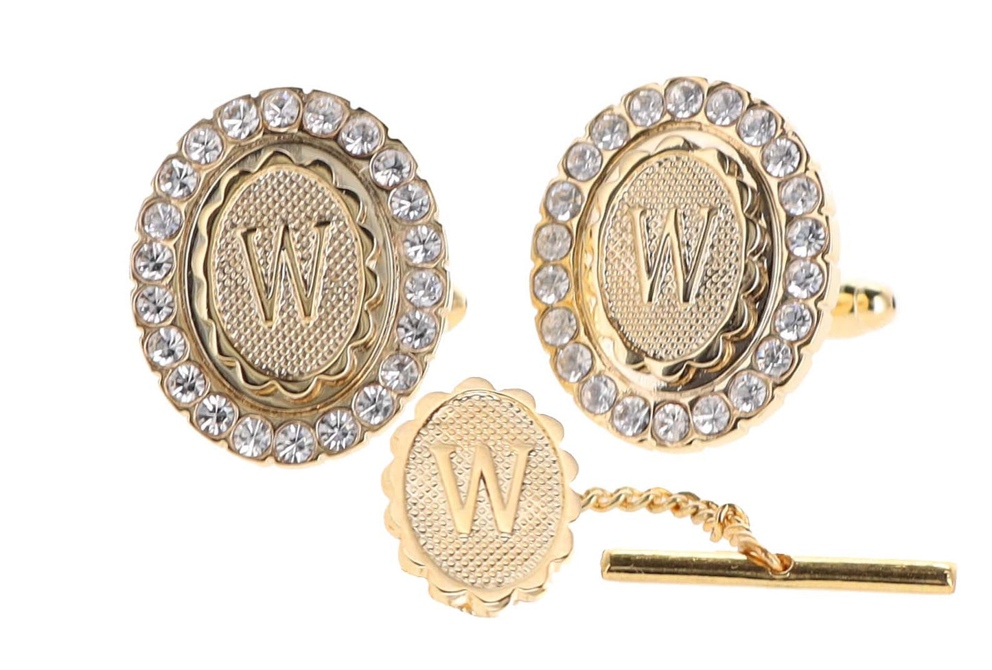 Vittorio Vico Bling Initial Cufflinks & Tie Tack Set: A to Z