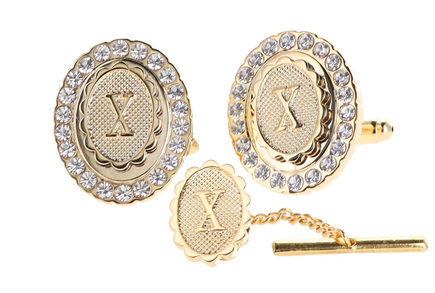 Vittorio Vico Bling Initial Cufflinks & Tie Tack Set: A to Z