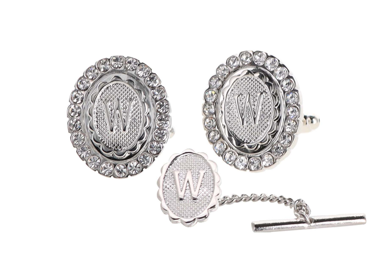 Vittorio Vico Bling Initial Cufflinks & Tie Tack Set: A to Z