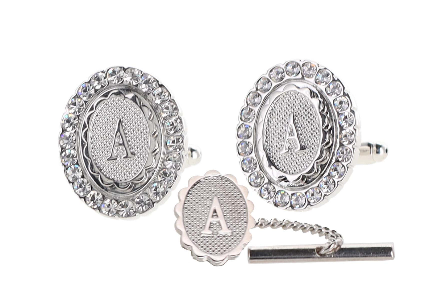 Vittorio Vico Bling Initial Cufflinks & Tie Tack Set: A to Z