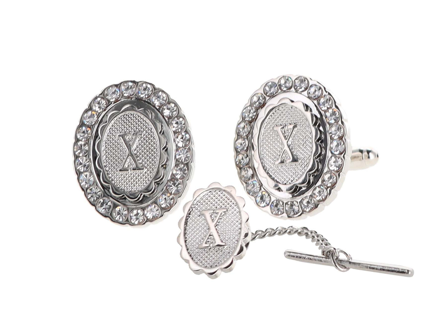 Vittorio Vico Bling Initial Cufflinks & Tie Tack Set: A to Z