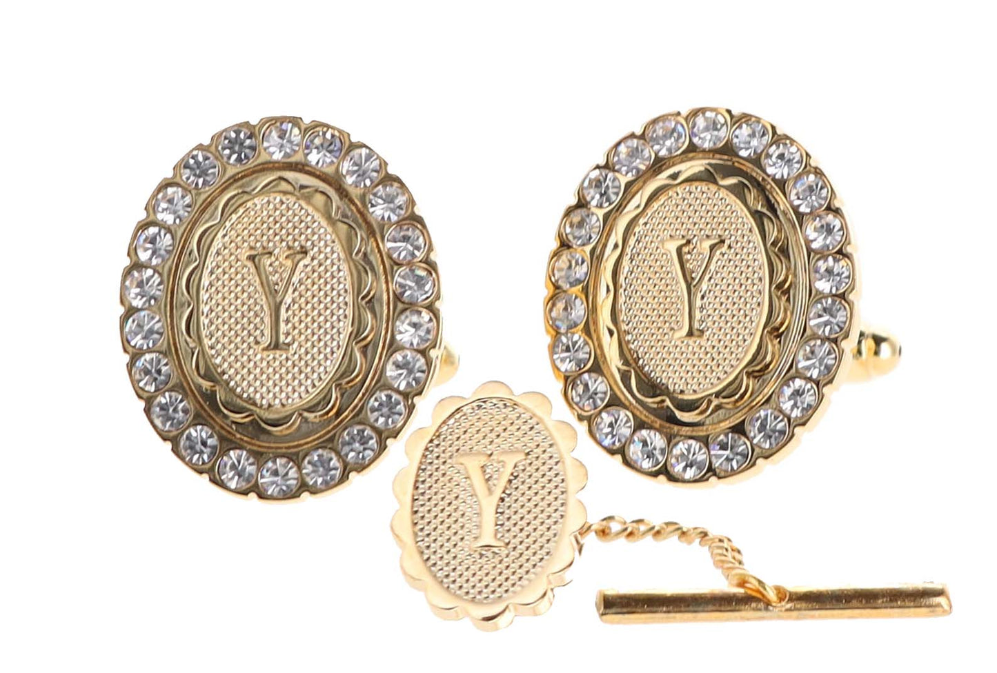 Vittorio Vico Bling Initial Cufflinks & Tie Tack Set: A to Z