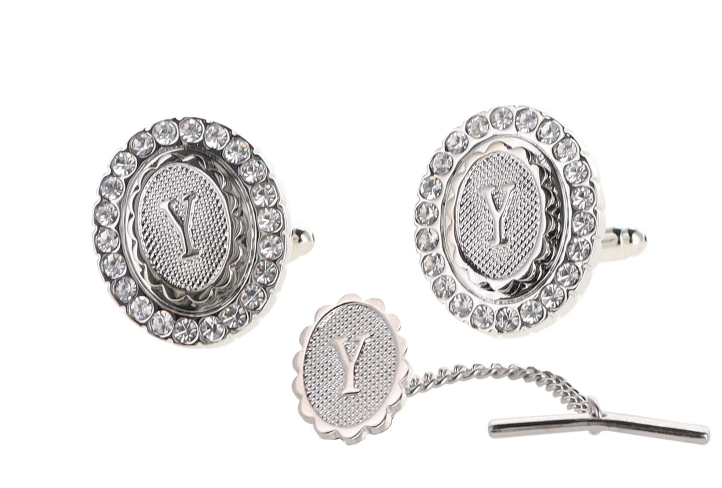 Vittorio Vico Bling Initial Cufflinks & Tie Tack Set: A to Z