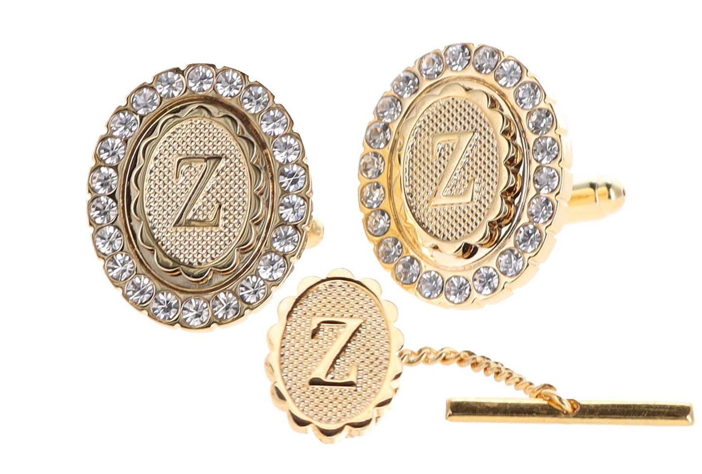 Vittorio Vico Bling Initial Cufflinks & Tie Tack Set: A to Z