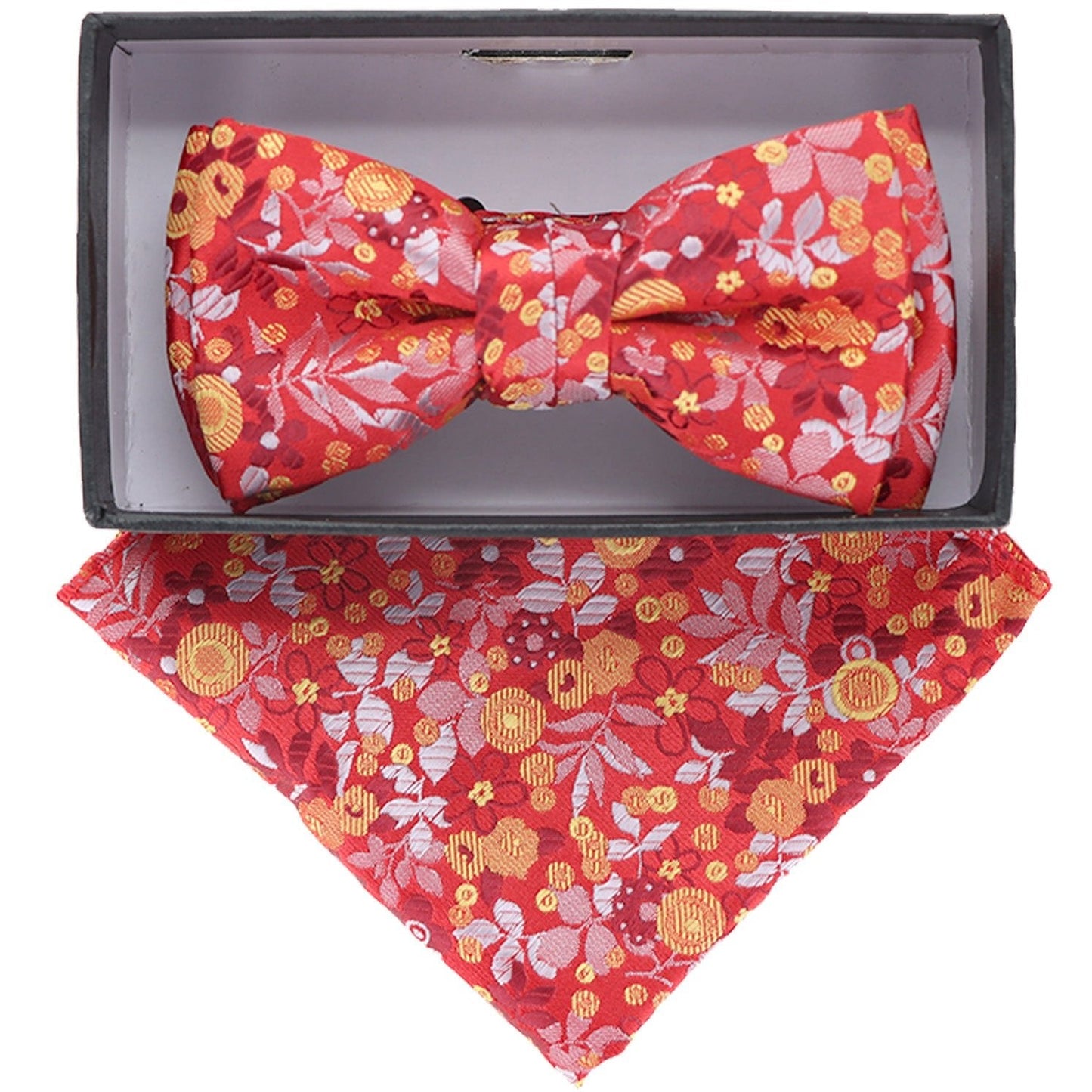 Vittorio Farina Boy's Designer Floral Print Print Bow Tie & Pocket Square