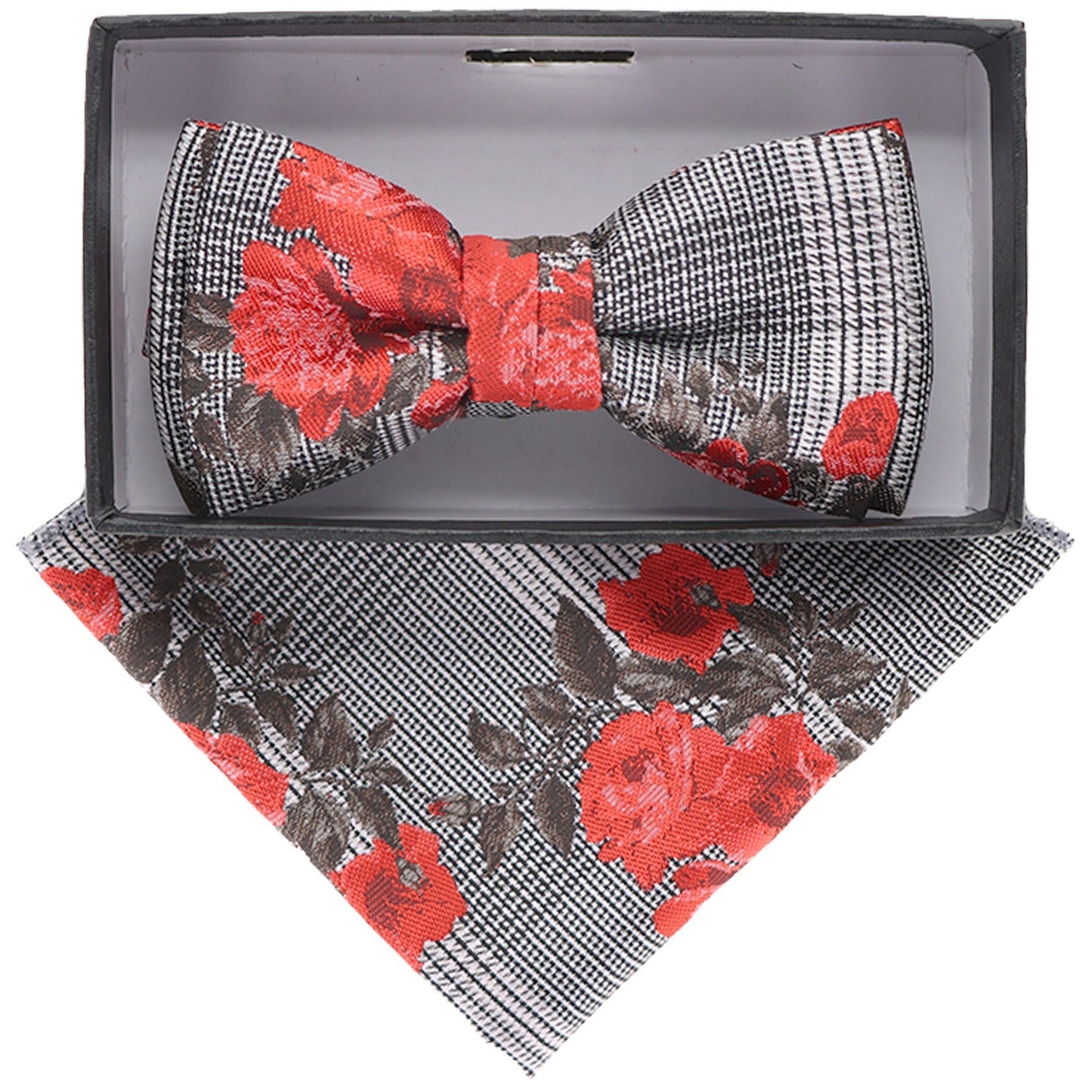 Vittorio Farina Boy's Designer Floral Print Print Bow Tie & Pocket Square