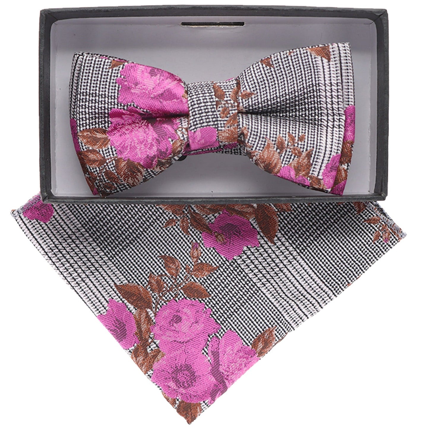 Vittorio Farina Boy's Designer Floral Print Print Bow Tie & Pocket Square