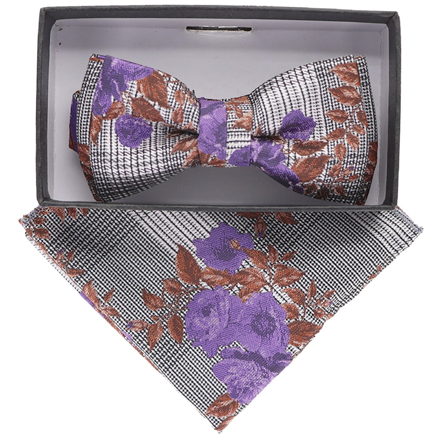 Vittorio Farina Boy's Designer Floral Print Print Bow Tie & Pocket Square