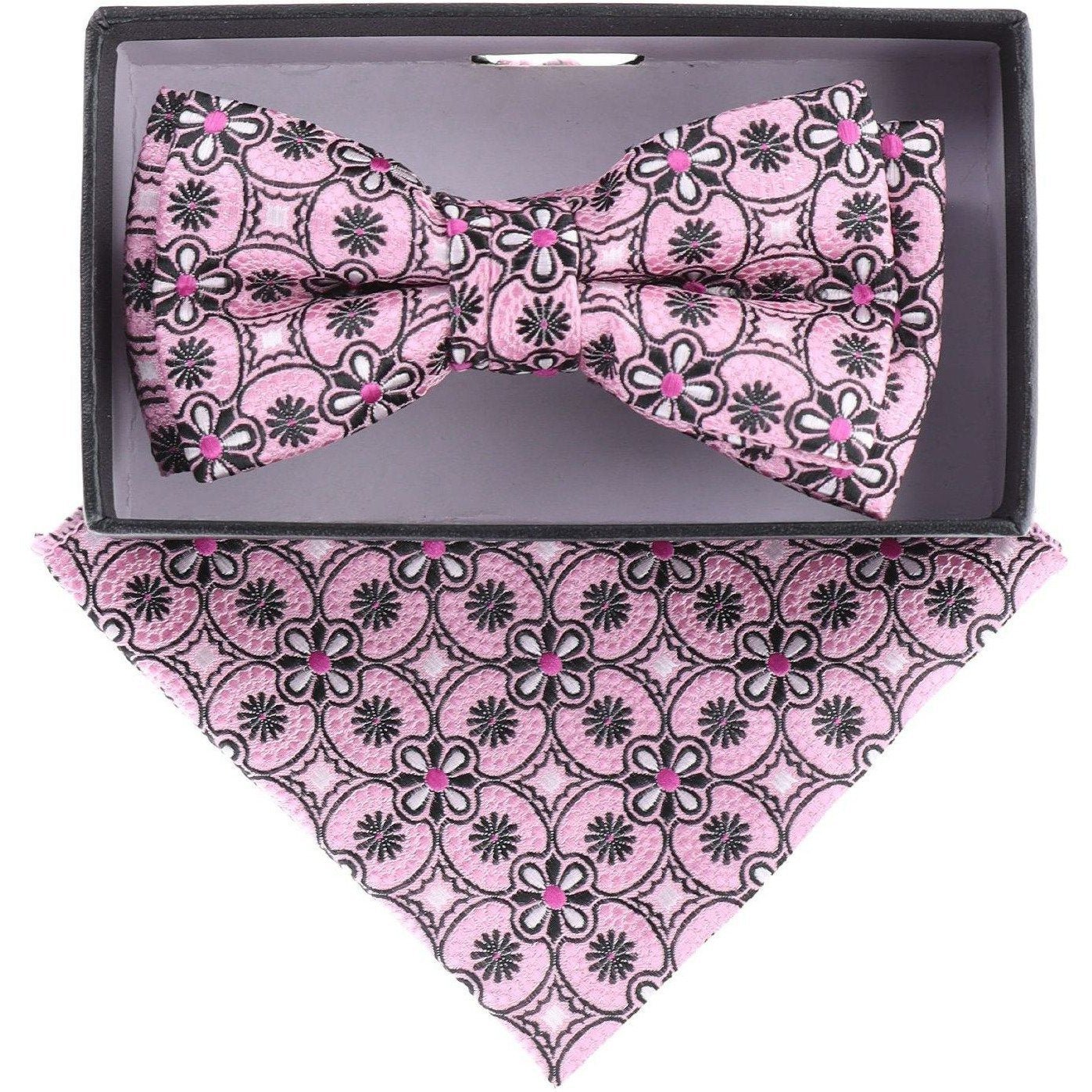 Vittorio Farina Boy's Designer Floral Print Print Bow Tie & Pocket Square