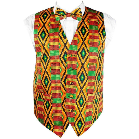 Vittorio Farina Kente Vest & Bow Tie