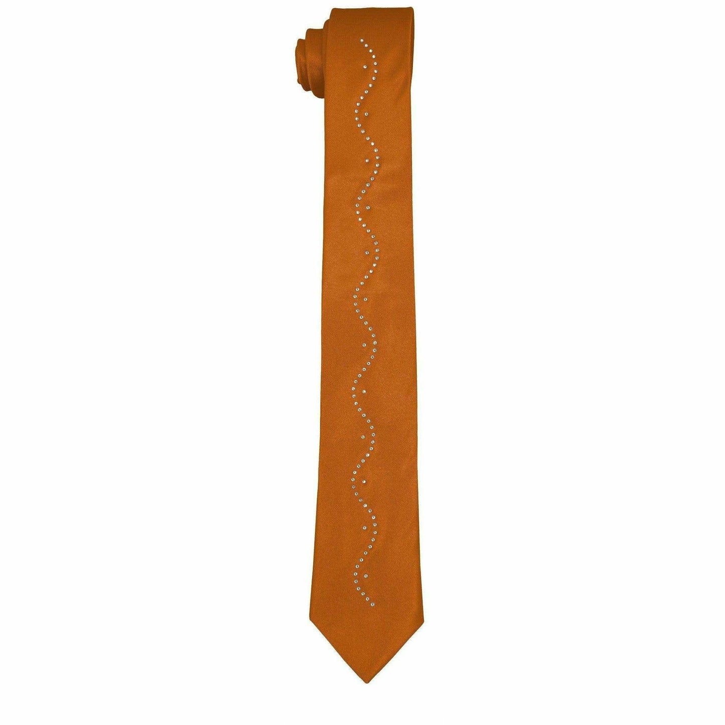 Vittorio Farina Solid Satin Skinny Necktie with Rhinestones