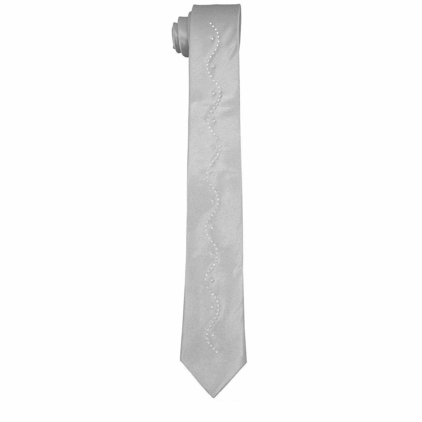 Vittorio Farina Solid Satin Skinny Necktie with Rhinestones