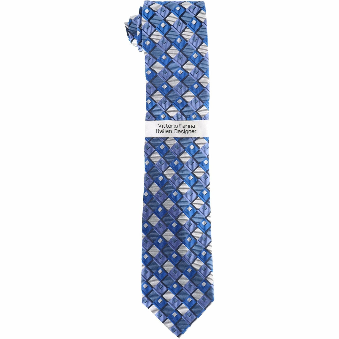 Vittorio Farina Geometric Designer Necktie & Pocket Square