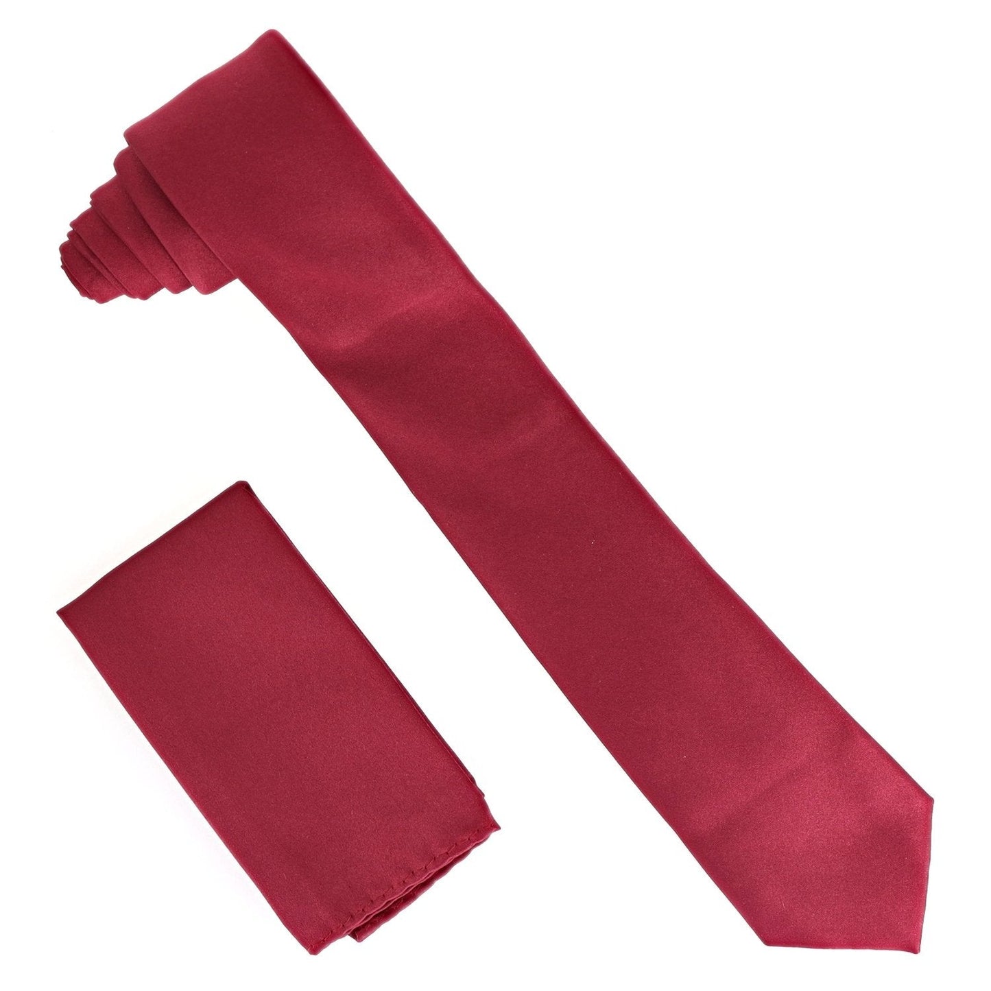 Vittorio Farina Solid Satin Skinny Necktie & Pocket Square