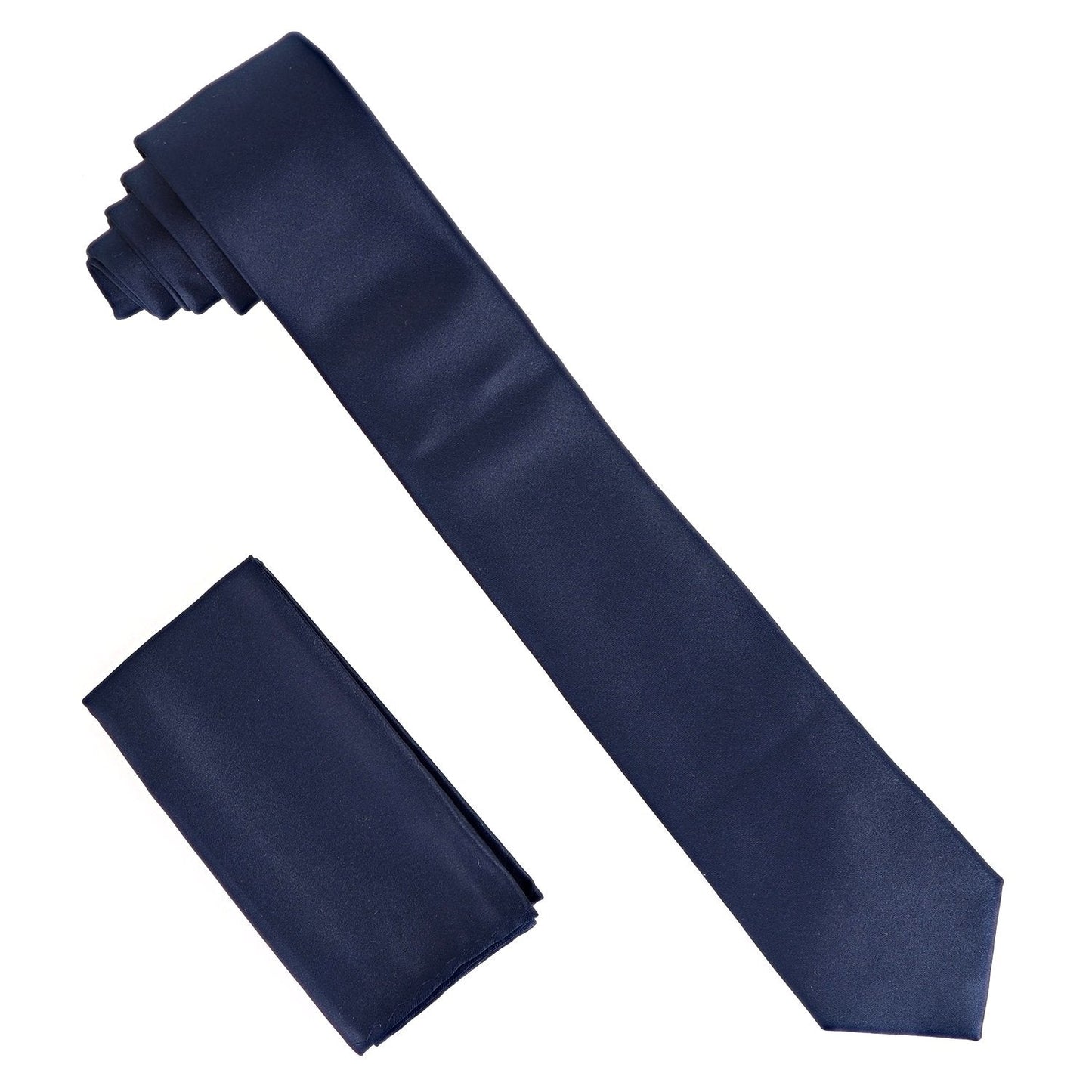 Vittorio Farina Solid Satin Skinny Necktie & Pocket Square