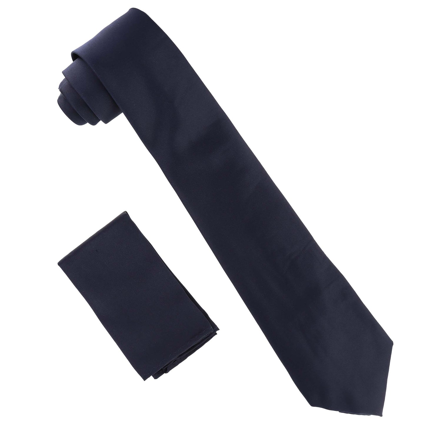 Vittorio Farina Solid Satin Necktie & Pocket Square