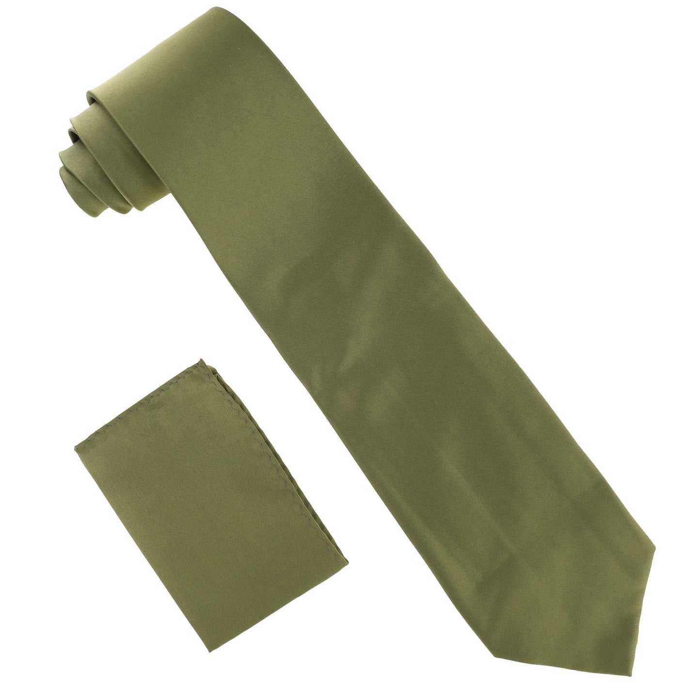 Vittorio Farina Solid Satin Necktie & Pocket Square