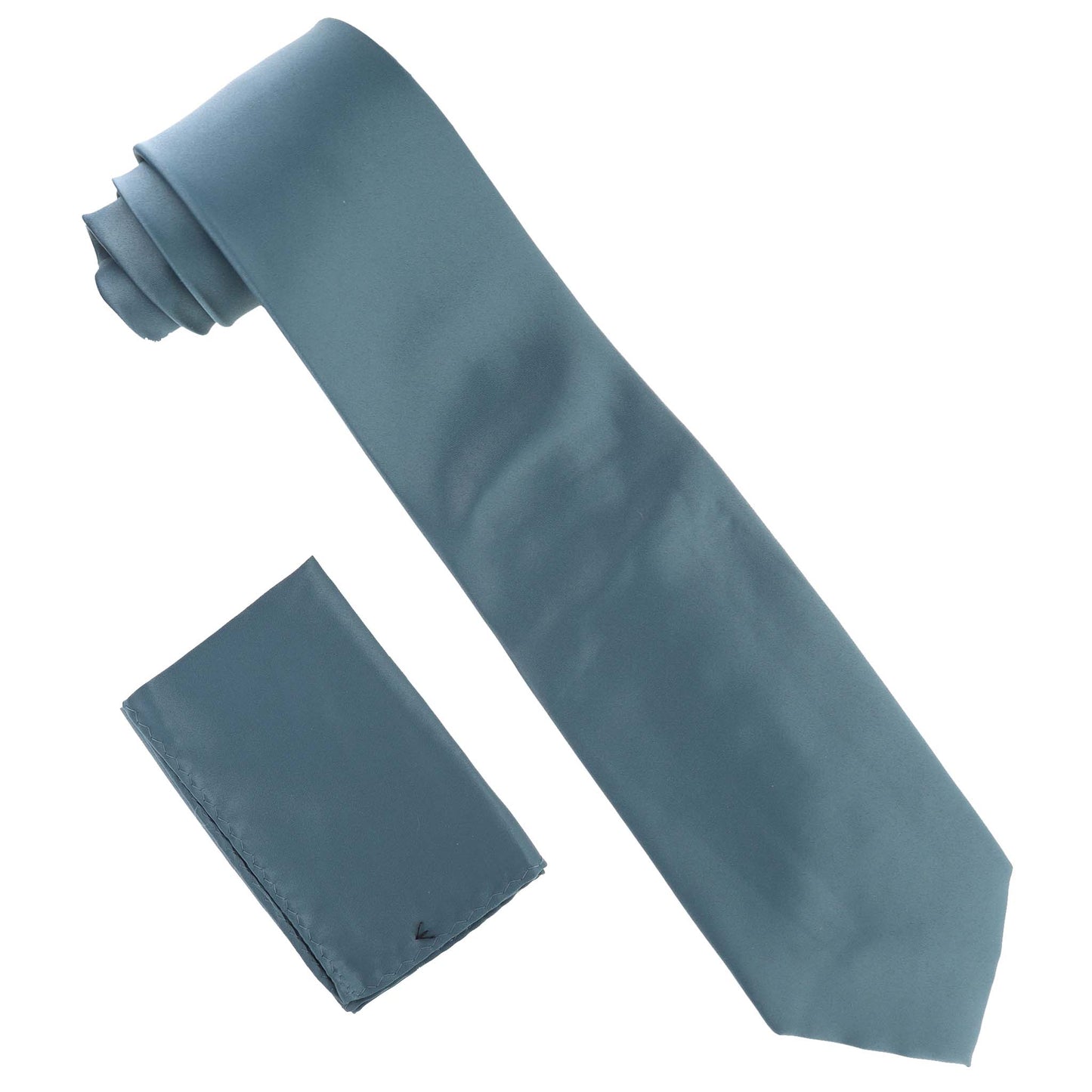 Vittorio Farina Solid Satin Necktie & Pocket Square