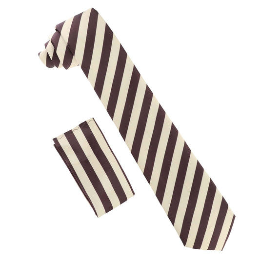 Vittorio Farina Striped Necktie & Pocket Square