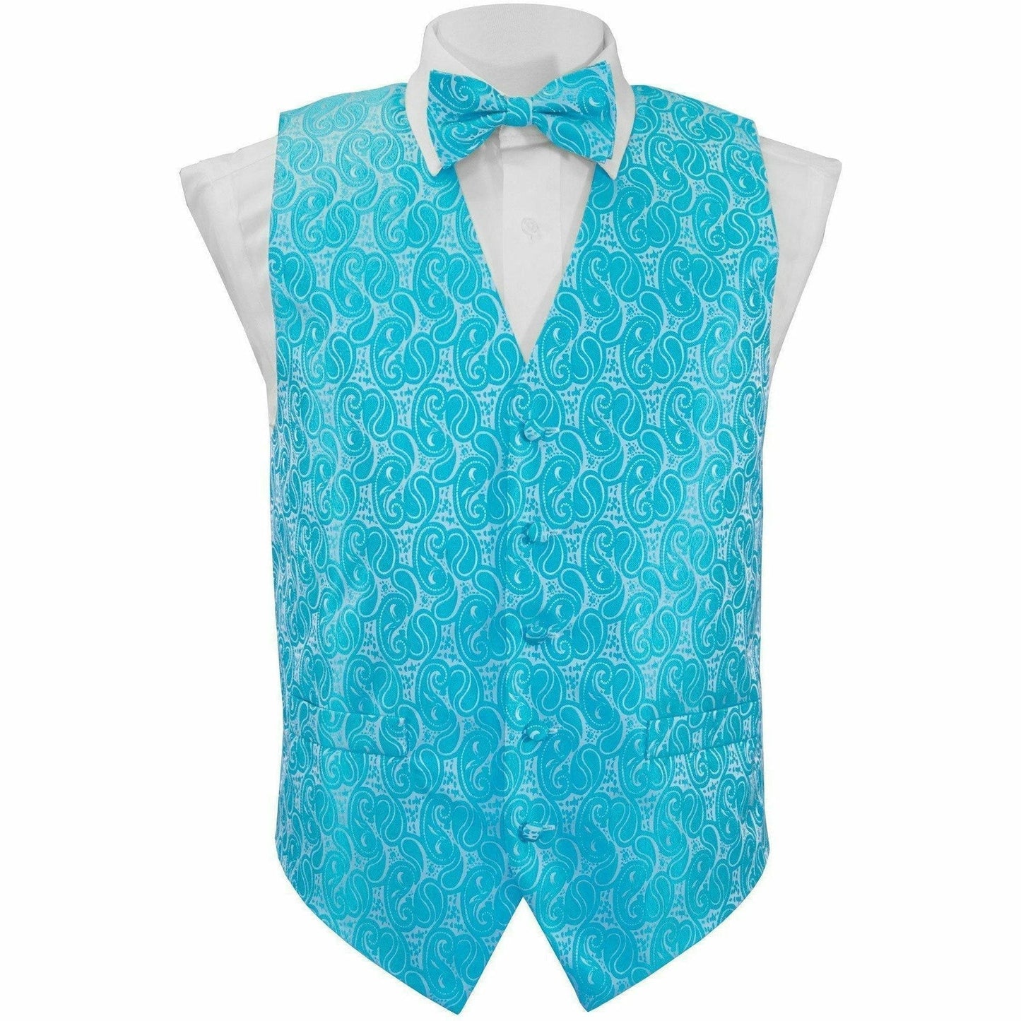 Vittorio Farina Paisley Vest Set (White Back) Var. 01 (Aqua-Mint)