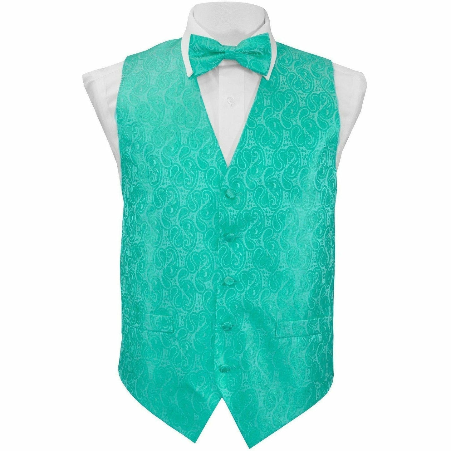 Vittorio Farina Paisley Vest Set (White Back) Var. 01 (Aqua-Mint)