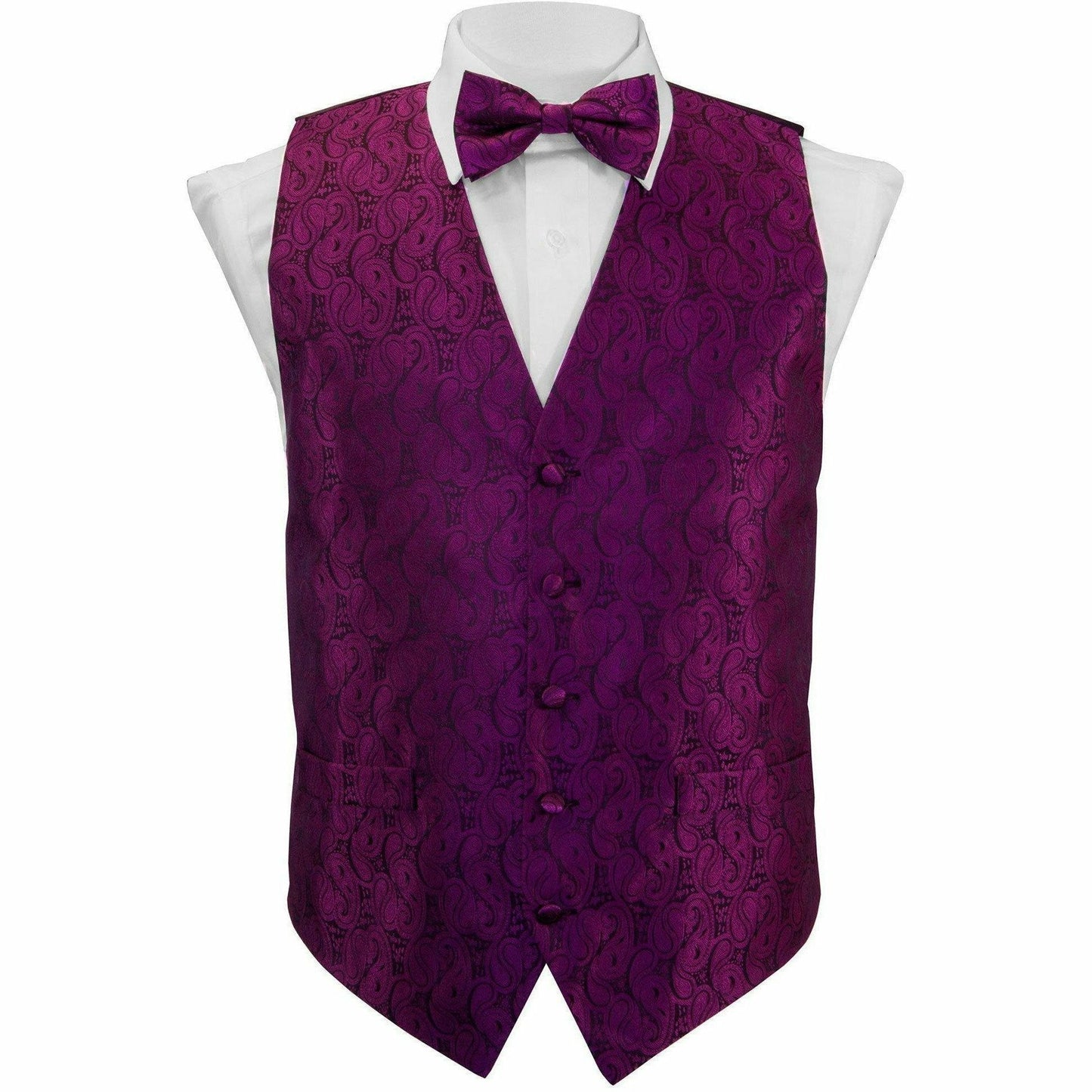 Vittorio Farina Paisley Vest Set (Black Back) Var. 01 (Black-Plum)