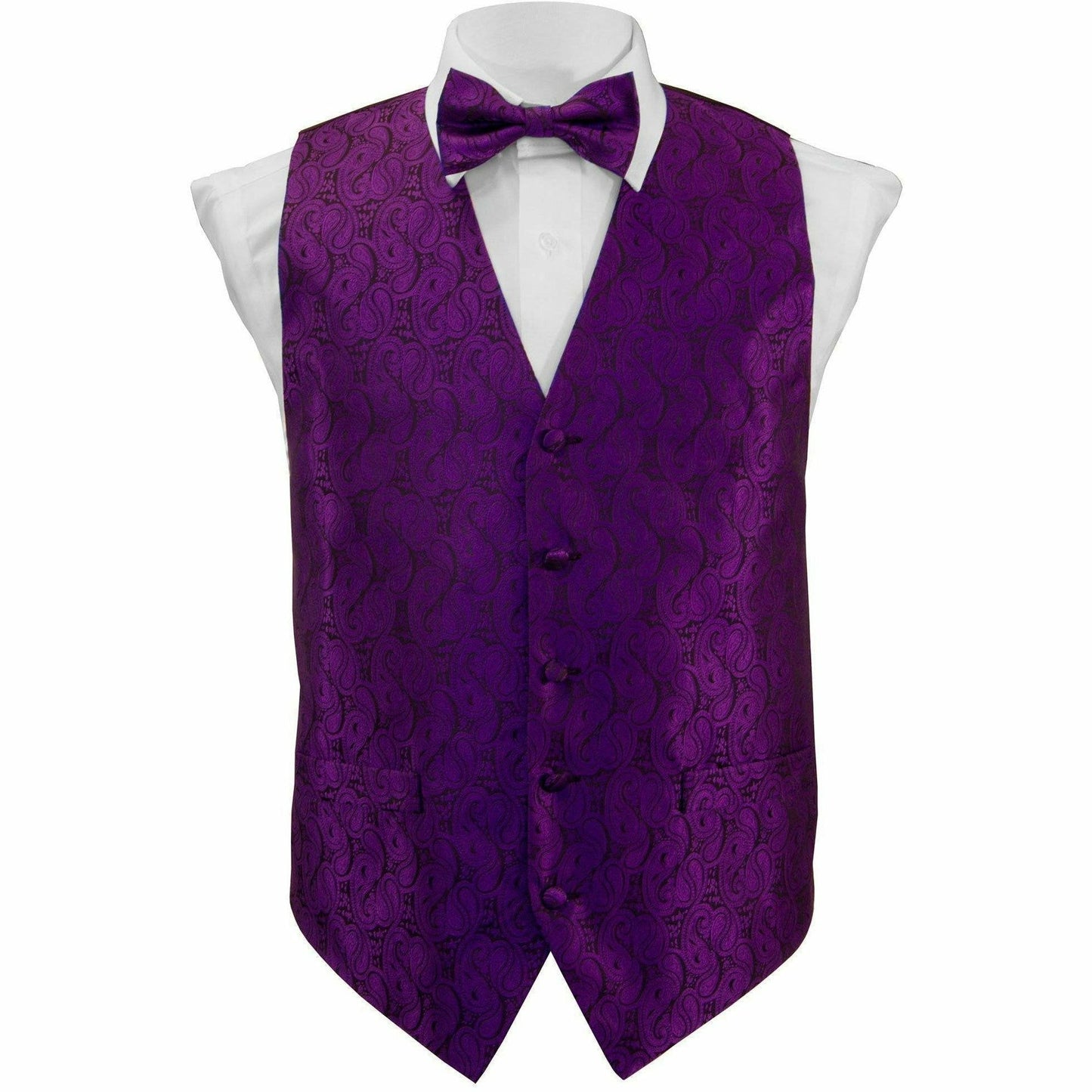 Vittorio Farina Paisley Vest Set (Black Back) Var. 01 (Black-Plum)