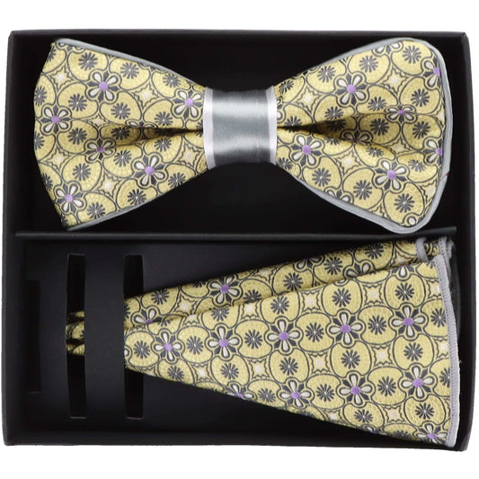 Vittorio Farina Piping Designer Bow Tie & Round Pocket Square