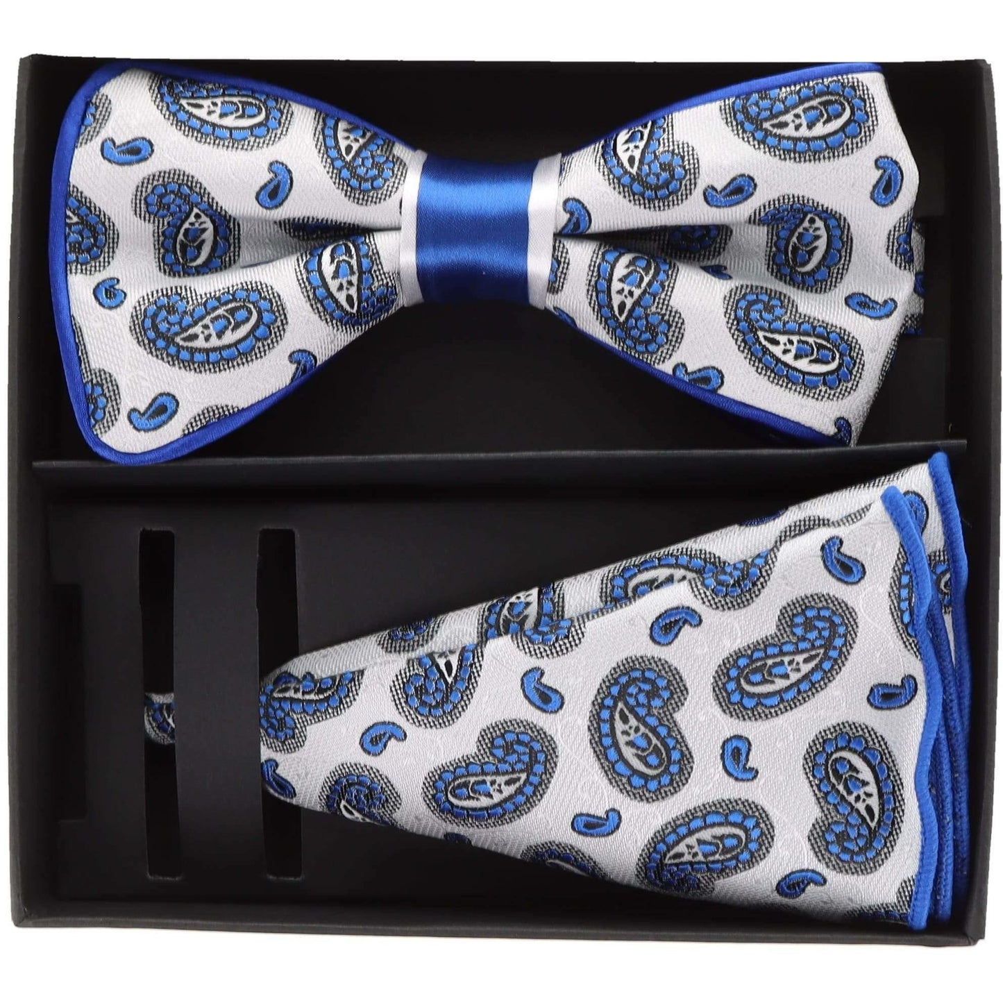 Vittorio Farina Piping Designer Bow Tie & Round Pocket Square