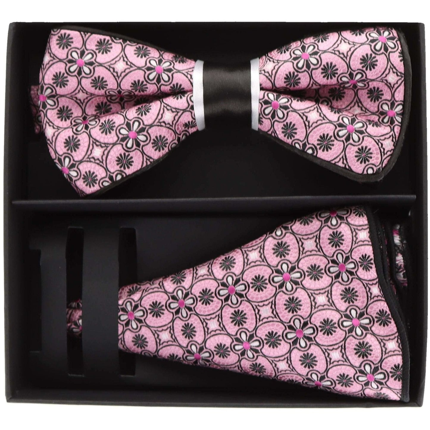 Vittorio Farina Piping Designer Bow Tie & Round Pocket Square