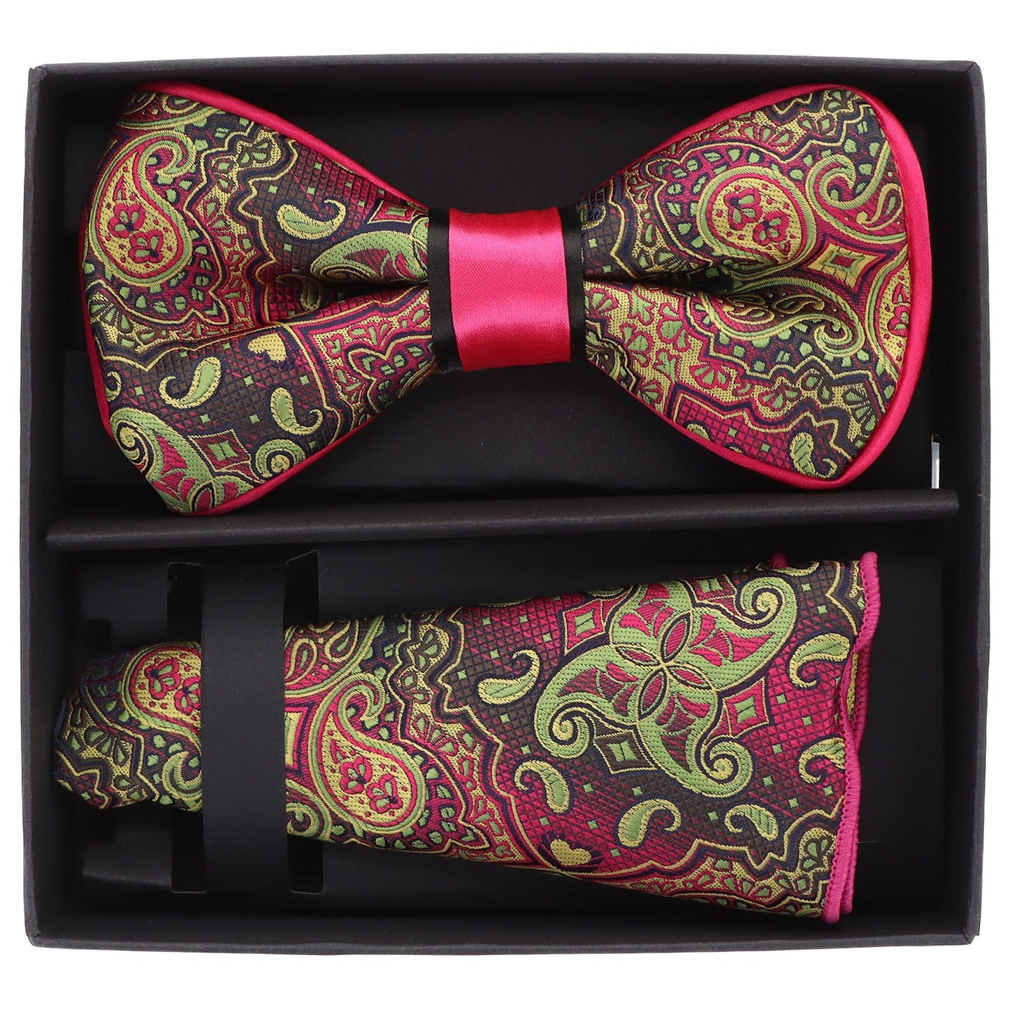 Vittorio Farina Piping Designer Bow Tie & Round Pocket Square