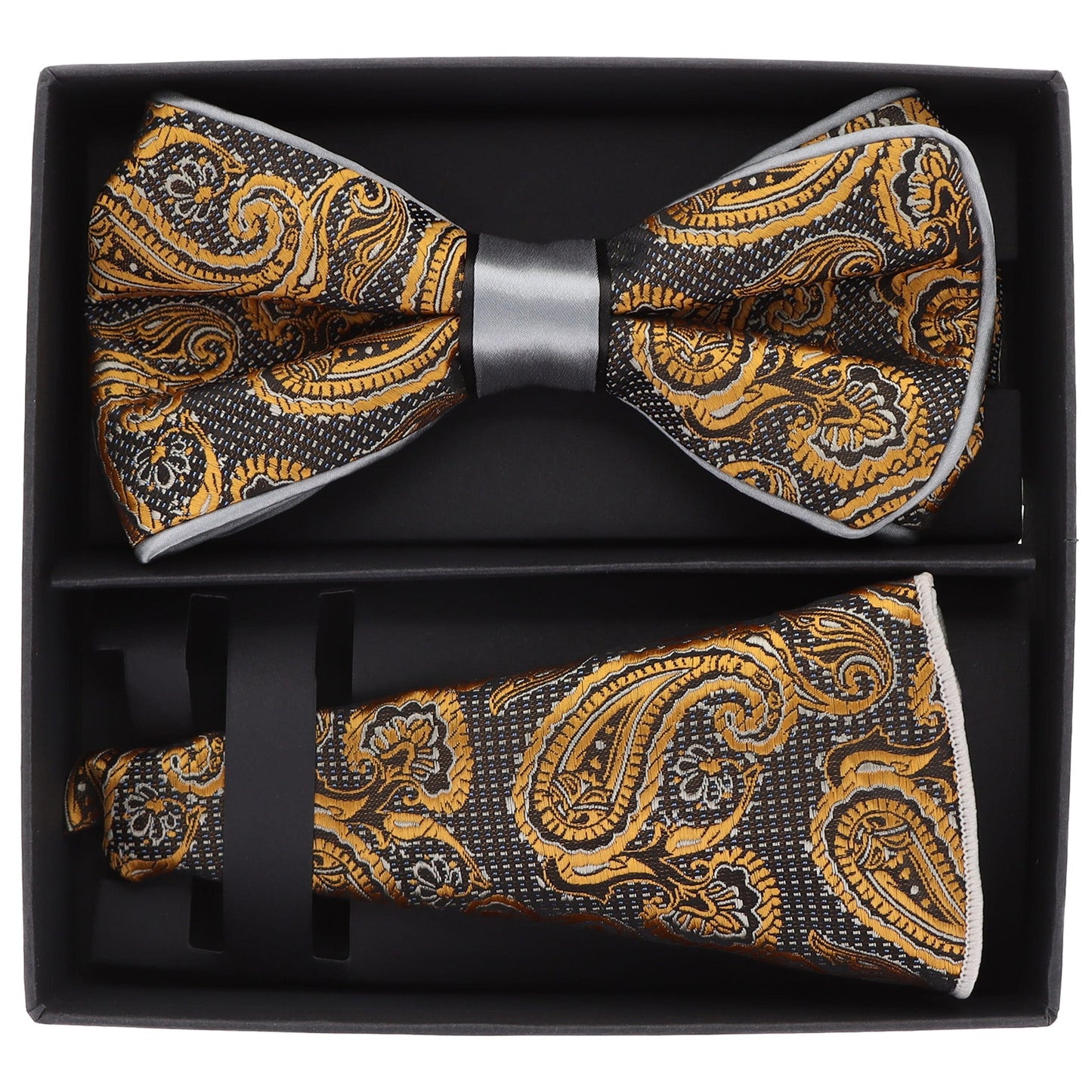 Vittorio Farina Piping Designer Bow Tie & Round Pocket Square