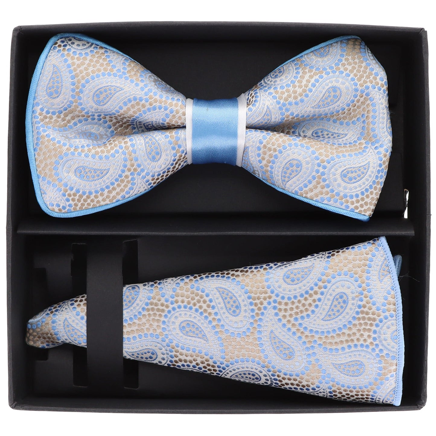 Vittorio Farina Piping Designer Bow Tie & Round Pocket Square