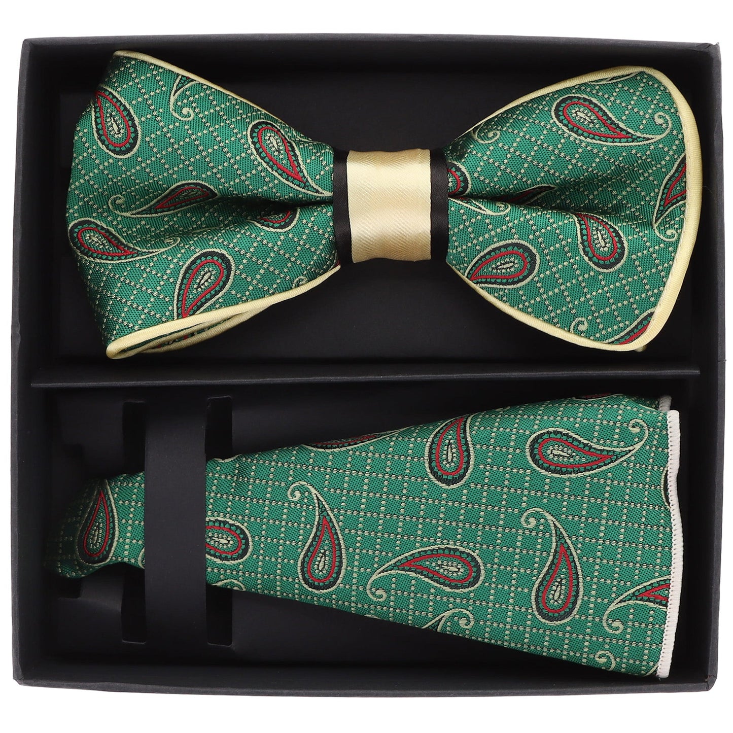 Vittorio Farina Piping Designer Bow Tie & Round Pocket Square