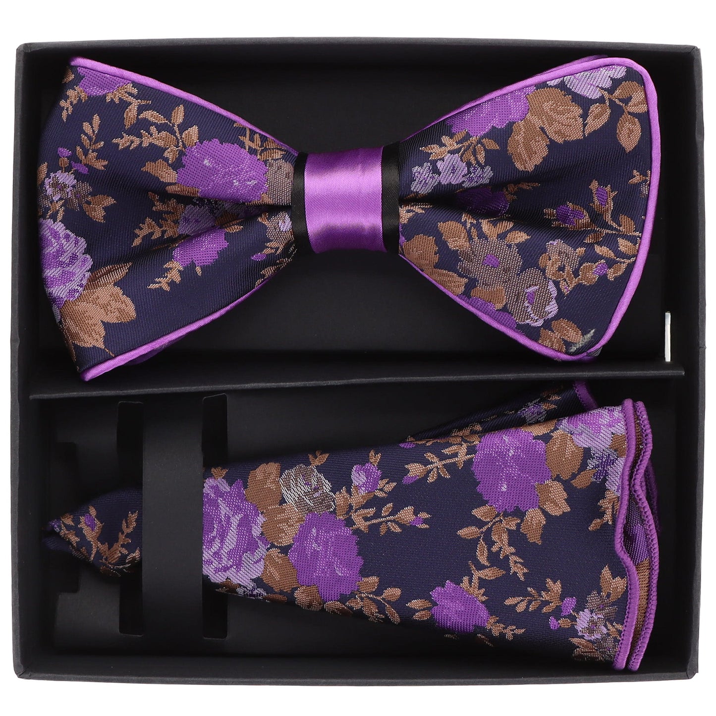 Vittorio Farina Piping Designer Bow Tie & Round Pocket Square