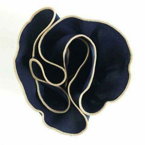 Vittorio Farina Round Pocket Square with Embroidered Piping