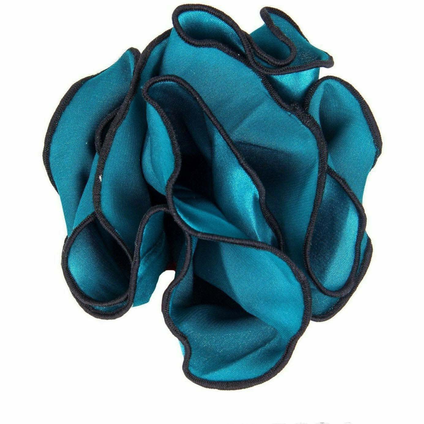 Vittorio Farina Round Pocket Square with Embroidered Piping