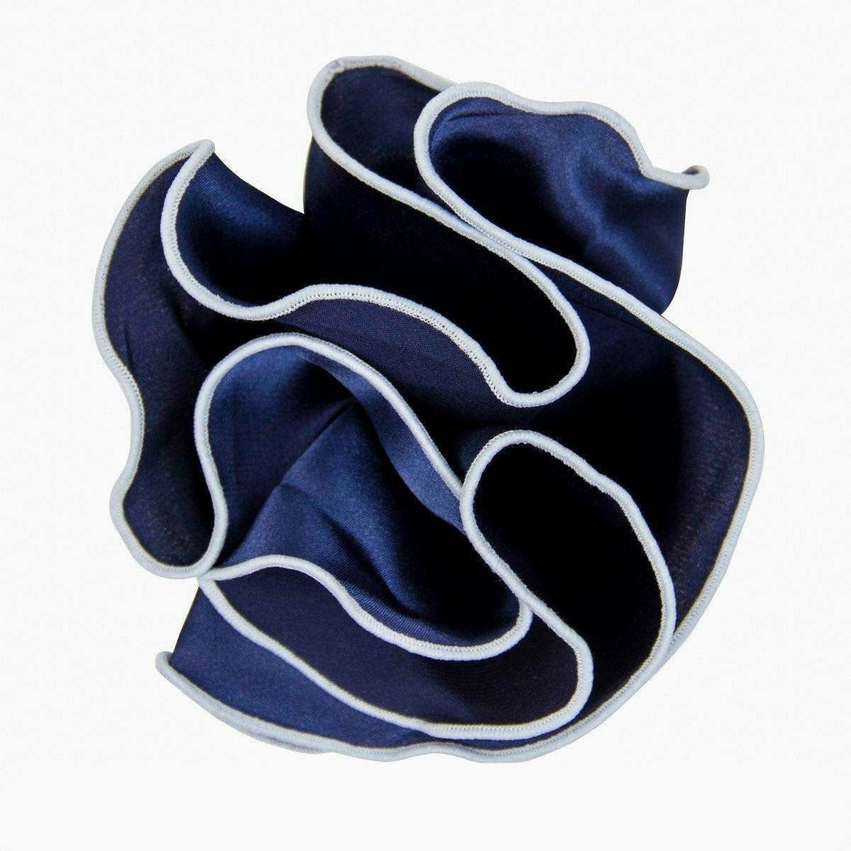 Vittorio Farina Round Pocket Square with Embroidered Piping