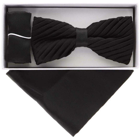 Vittorio Farina Pleated Bow Tie & Pocket Square