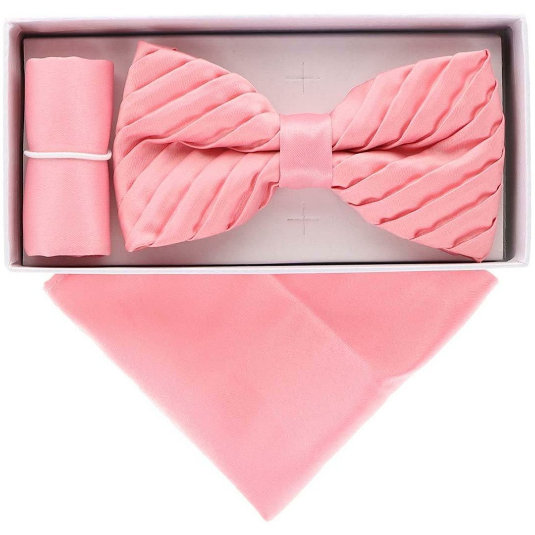 Vittorio Farina Pleated Bow Tie & Pocket Square