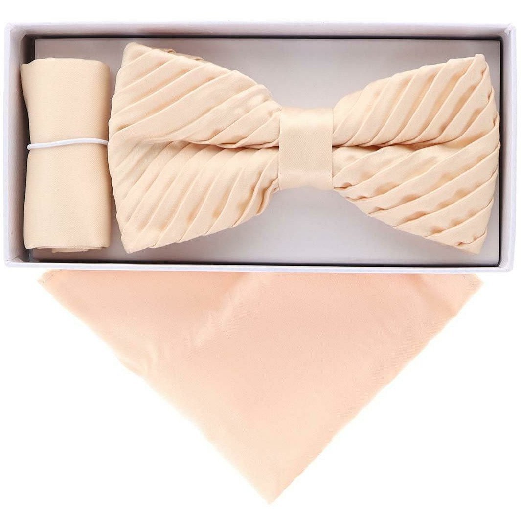 Vittorio Farina Pleated Bow Tie & Pocket Square