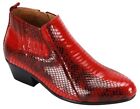 Antonio Cerrelli Red / Black Vegan Leather Python Print Cuban Heel Chelsea Boots 5159