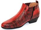 Antonio Cerrelli Red / Black Vegan Leather Python Print Cuban Heel Chelsea Boots 5159