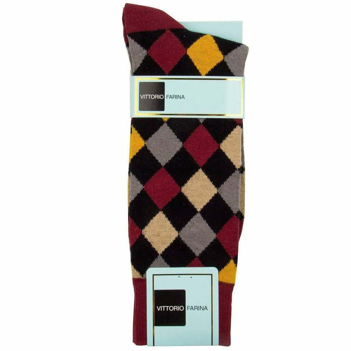 Vittorio Farina Men's Diamond Argyle Dress Socks