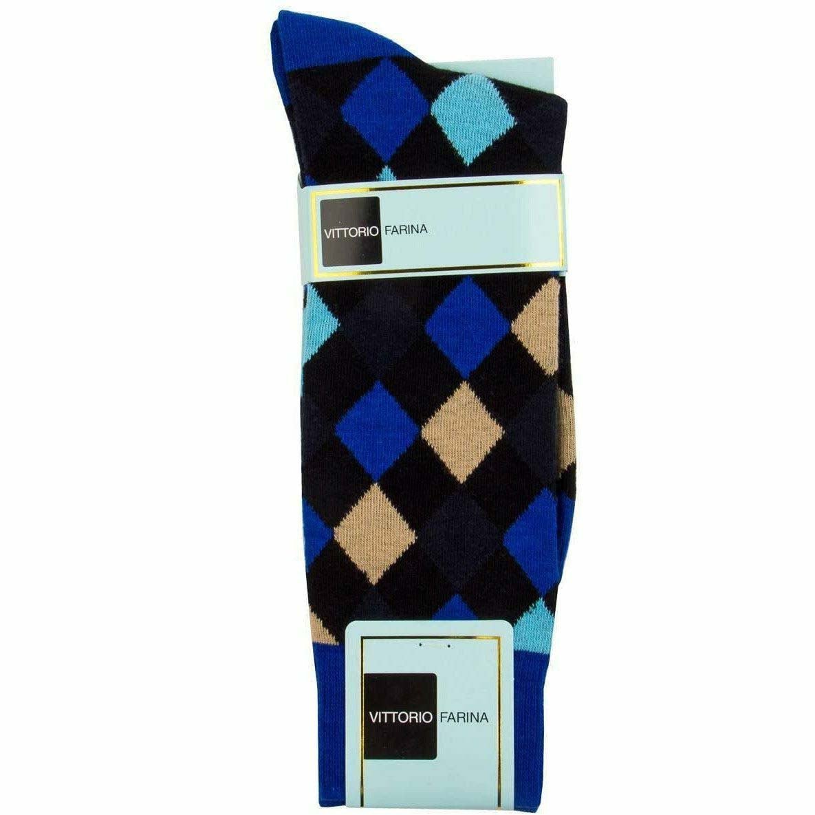 Vittorio Farina Men's Diamond Argyle Dress Socks