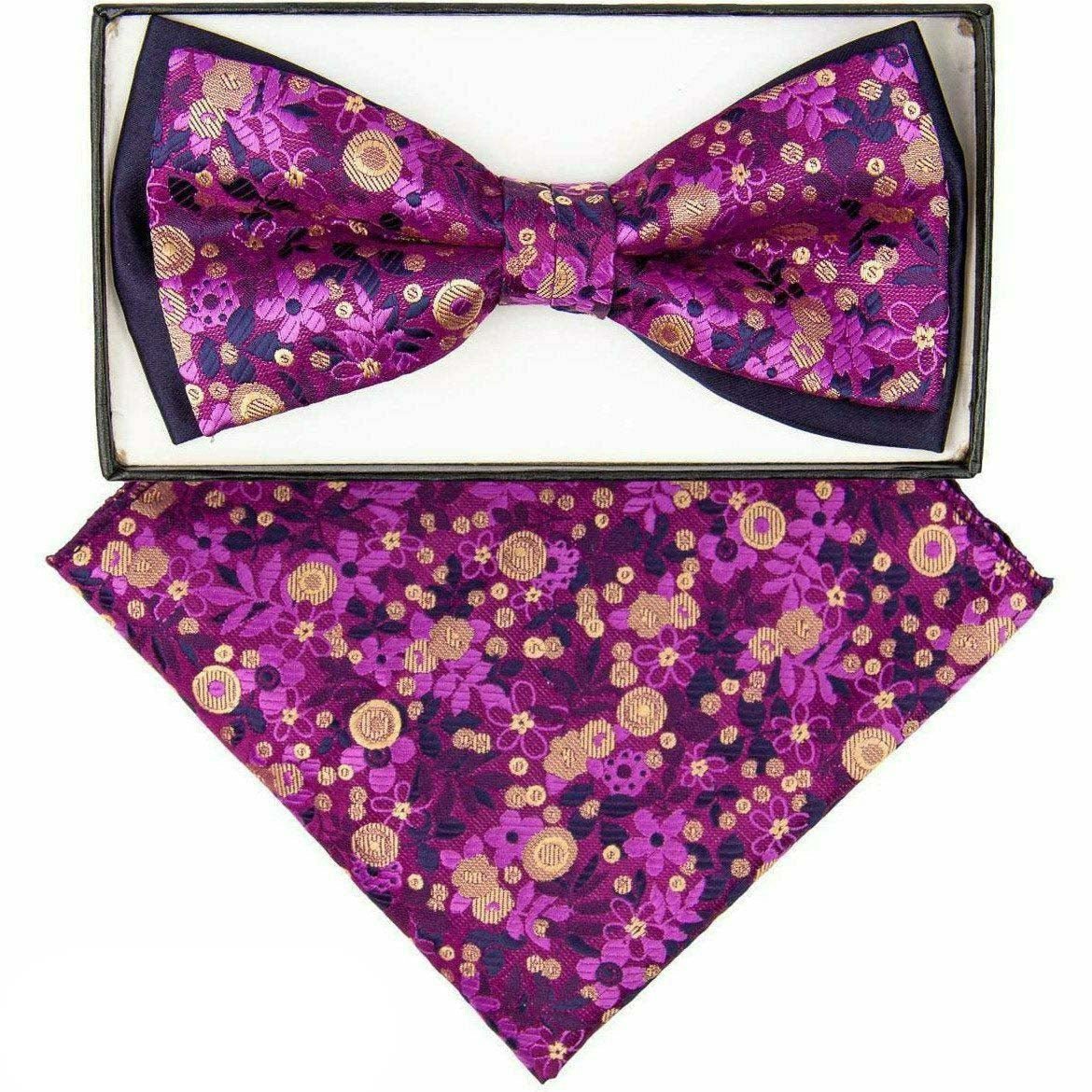 Vittorio Farina Two Tone Designer Bow Tie & Pocket Square