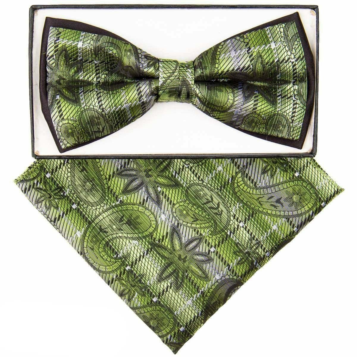 Vittorio Farina Two Tone Designer Bow Tie & Pocket Square