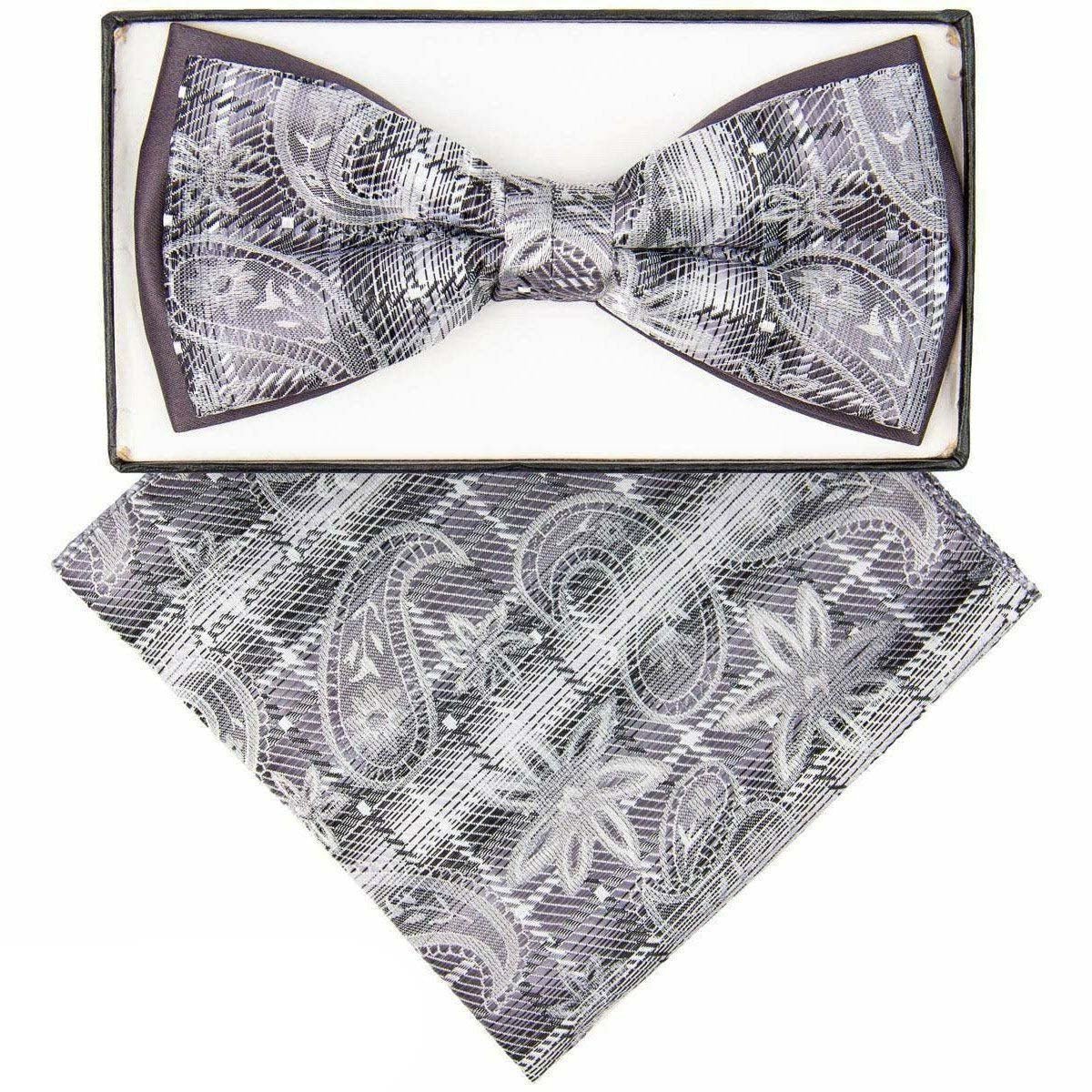 Vittorio Farina Two Tone Designer Bow Tie & Pocket Square