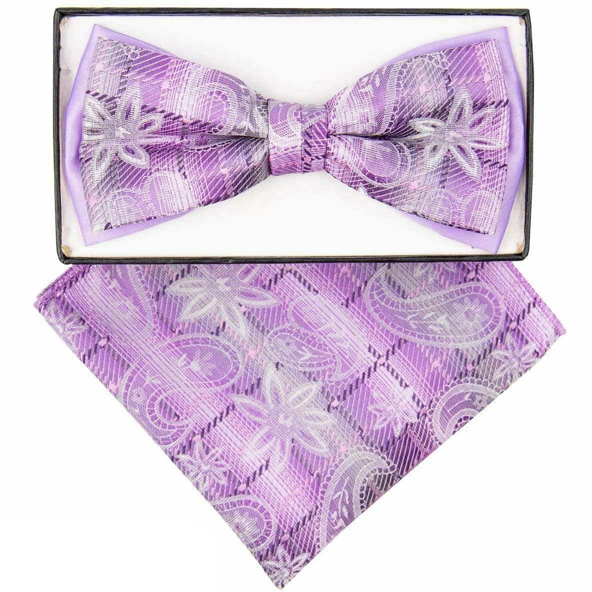 Vittorio Farina Two Tone Designer Bow Tie & Pocket Square